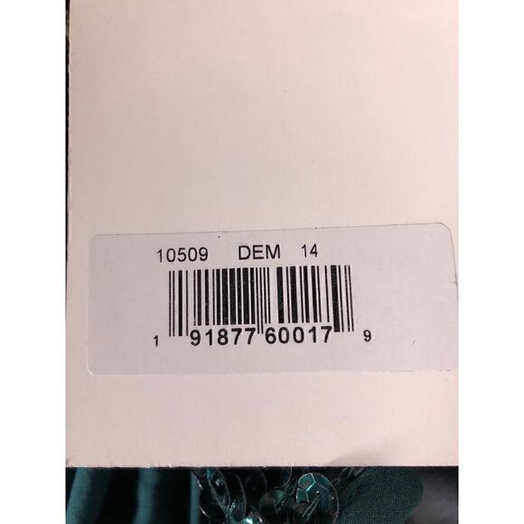 Mac Duggal 10509 Dress Sleeveless Sequined Sheath Midi Deep Emerald Green NWT 14 - Picture 11 of 16